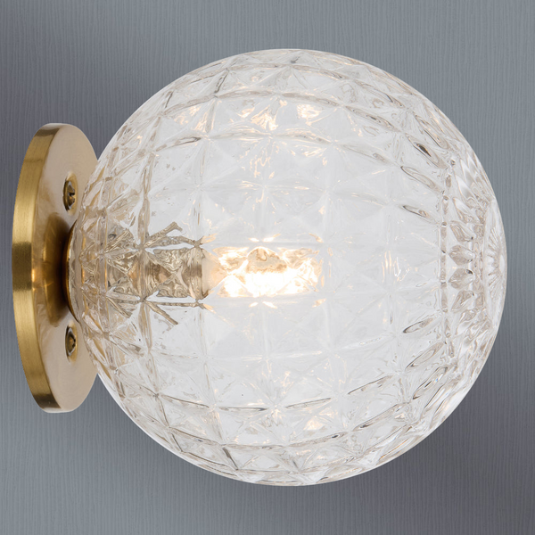 Telbix Gaston Wall Light Antique Gold Clear Prism