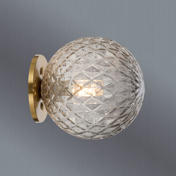 Telbix Gaston Wall Light Antique Gold Smoke Tear