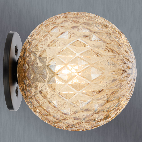 Telbix Gaston Wall Light Black Amber Tear