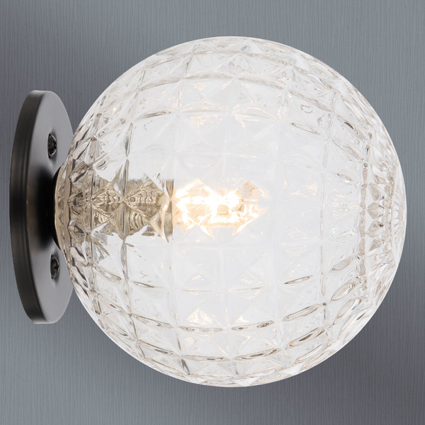 Telbix Gaston Wall Light Black Clear Prism