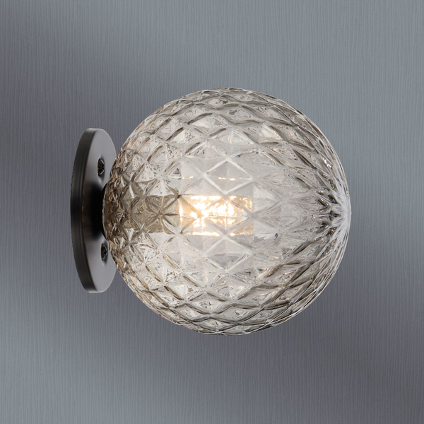 Telbix Gaston Wall Light Black Smoke Tear