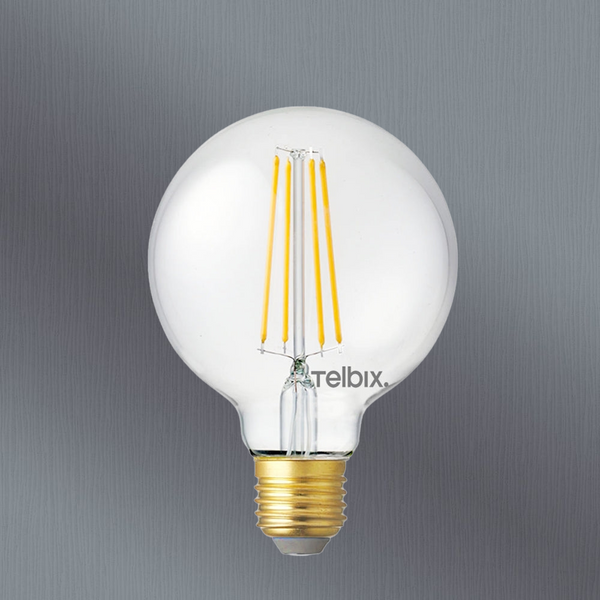 Telbix E27 G95 8W Led Globe Clear Dim 3000K