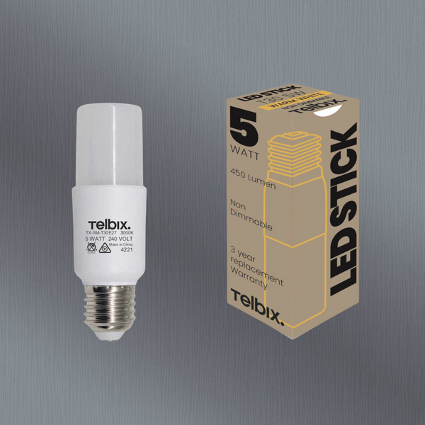 Telbix E27 T30 5W Led Stick Globe Opal Non Dim 3000K
