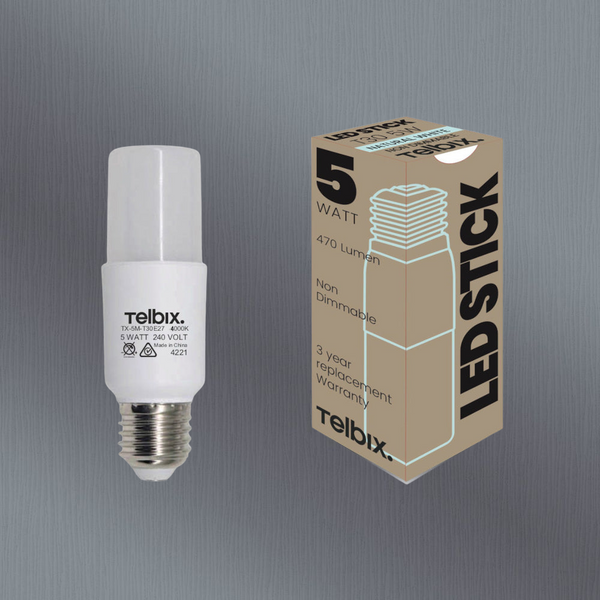 Telbix E27 T30 5W Led Stick Globe Opal Non Dim 4000K