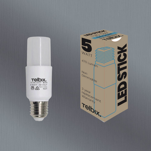 Telbix E27 T30 5W Led Stick Globe Opal Non Dim 6000K