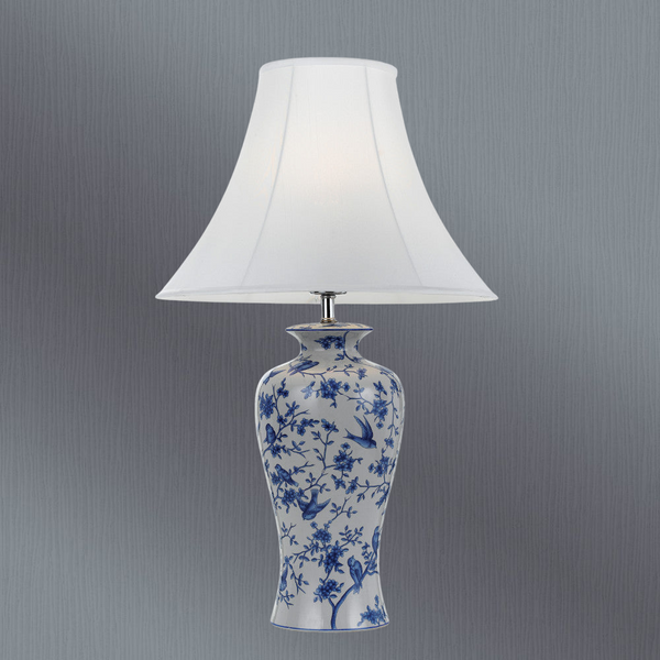 Telbix Hulong Ceramic Table Lamp Blue Flower