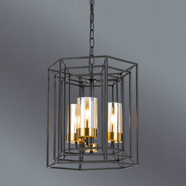 Telbix Lane 3 Lights Pendant Black Antique Brass