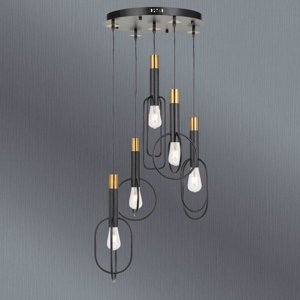 Telbix Marvin 5 Lights Pendant Black Gold