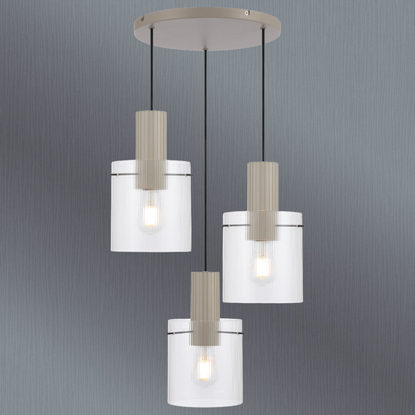 Telbix Mika 3 Light Pendant Grey