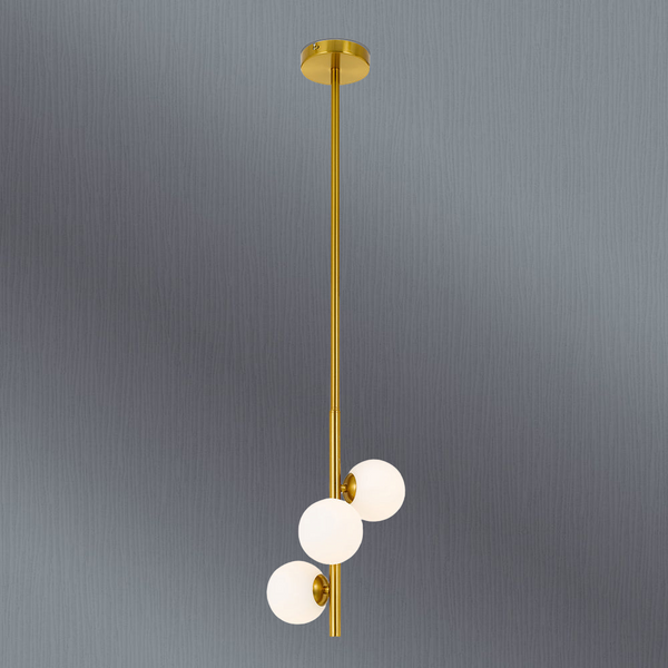 Telbix Moran 3 Lights Pendant Antique Gold Opal Matt