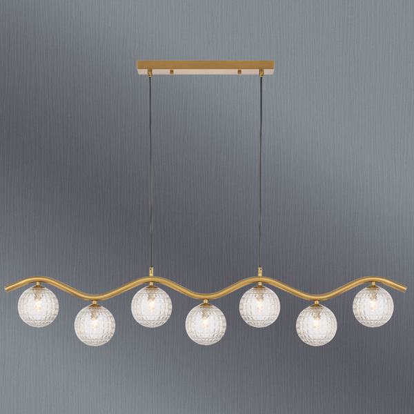 Telbix Orton 7 Light Pendant Antique Gold Clear Prism