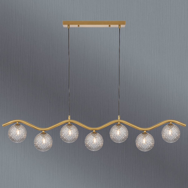 Telbix Orton 7 Light Pendant Antique Gold Smoke Tear