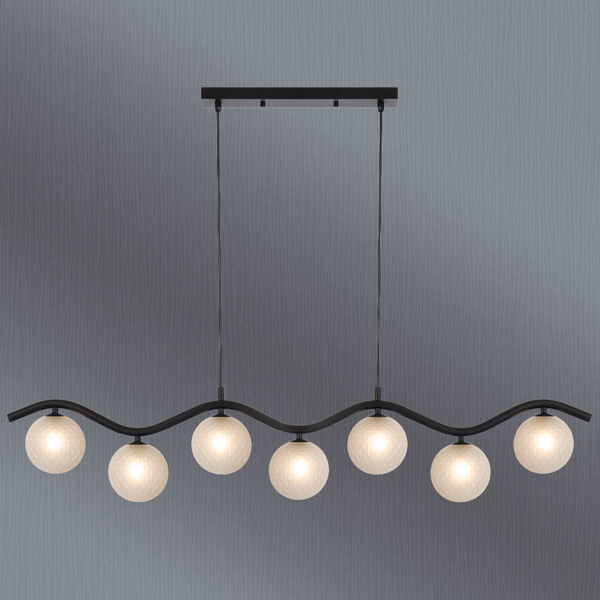 Telbix Orton 7 Light Pendant Black Frost Tear