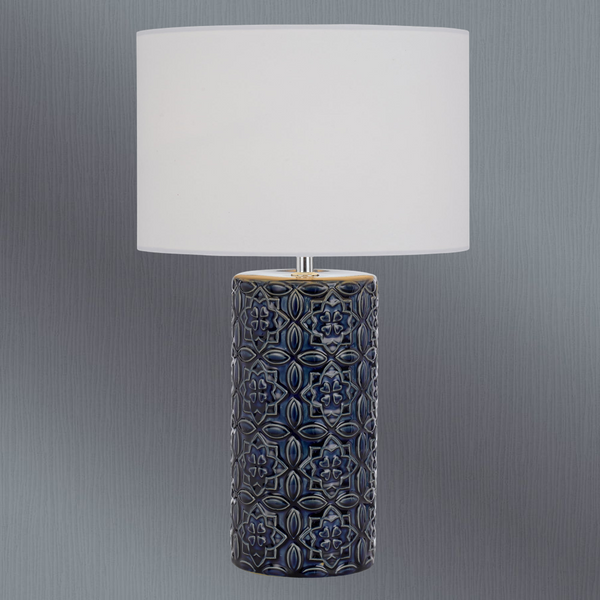 Telbix Rodos Ceramic Table Lamp Blue White