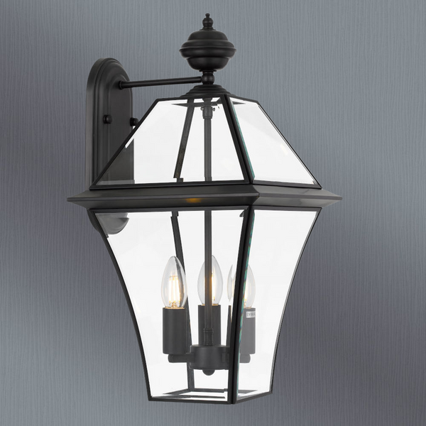 Telbix Rye 27 Solid Bras Exterior Wall Light Black