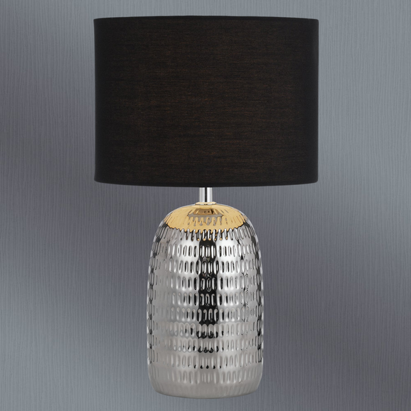 Telbix Sevia Ceramic Table Lamp Silver Black