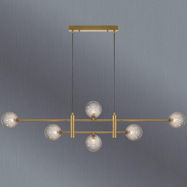 Telbix Tyson 6 Light Pendant Antique Gold Smoke Tear