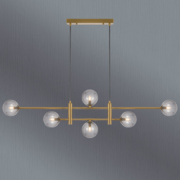 Telbix Tyson 6 Light Pendant Antique Gold Smoke