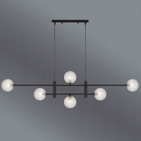 Telbix Tyson 6 Light Pendant Black Clear Prism