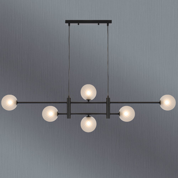 Telbix Tyson 6 Light Pendant Black Frost Tear