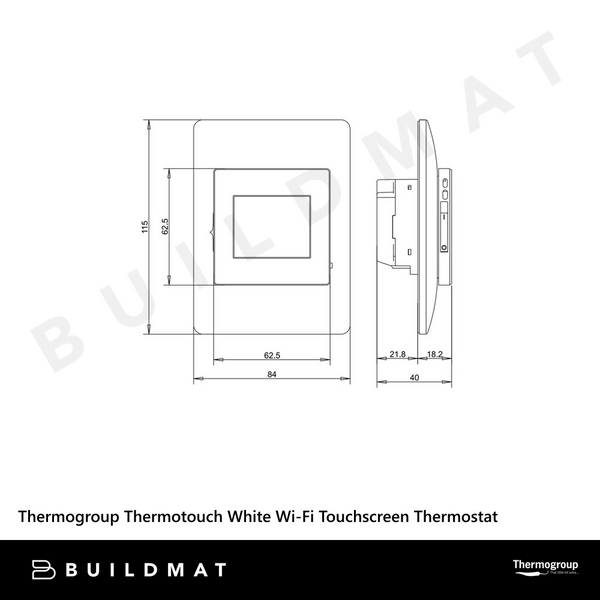 Thermogroup Thermotouch White Wi-Fi Touchscreen Thermostat 16A Max Load