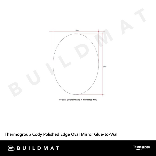 Thermogroup Ablaze Cody Polished Edge Oval Mirror 600x800mm