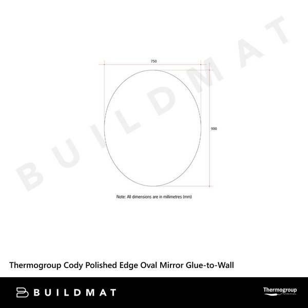 Thermogroup Ablaze Cody Polished Edge Oval Mirror 900x750mm