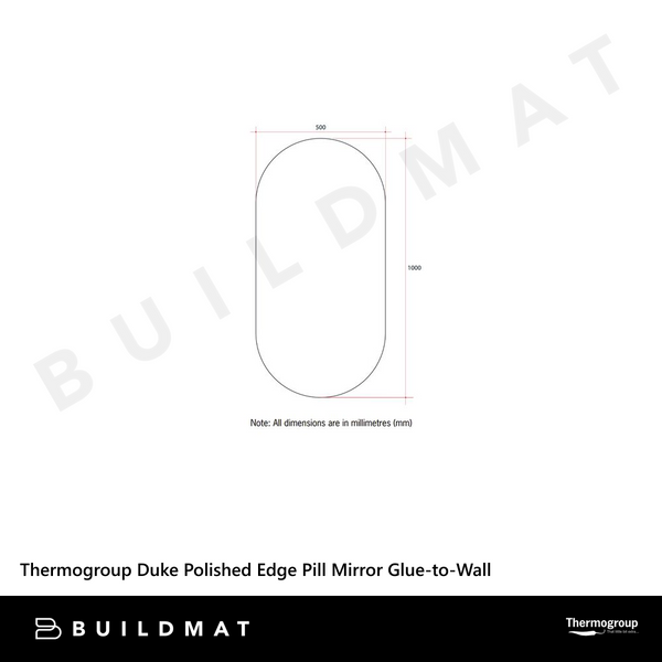 Thermogroup Ablaze Duke Polished Edge Pill Mirror 500x1000mm
