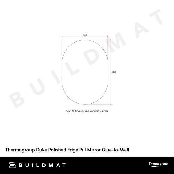 Thermogroup Ablaze Duke Polished Edge Pill Mirror 500x700mm