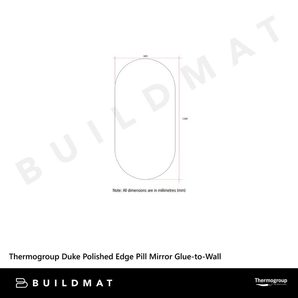 Thermogroup Ablaze Duke Polished Edge Pill Mirror 600x1200mm with Demister