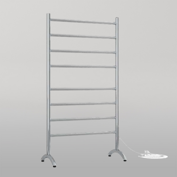 Thermogroup Straight Round Free-Standing Heated Towel Rail Polished Stainless Steel