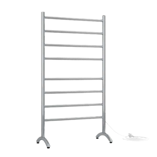 Thermogroup Straight Round Free-Standing Heated Towel Rail Polished Stainless Steel