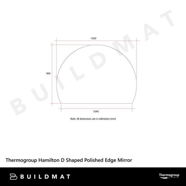 Thermogroup Ablaze Hamilton D Shaped Polished Edge Mirror 1200x900mm