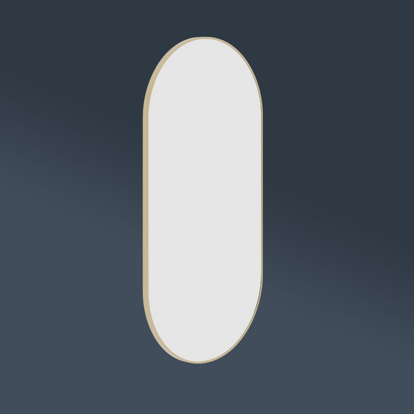 Thermogroup Ablaze Havana Pill Framed Mirror 500x1000mm Gold with Mirror Demister