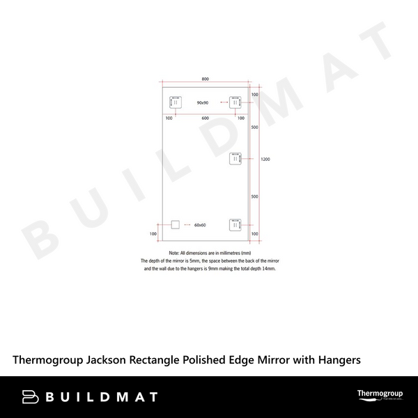 Thermogroup Ablaze Jackson Rectangle Polished Edge Mirror 1200x800mm