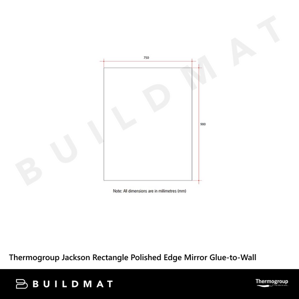 Thermogroup Ablaze Jackson Rectangle Polished Edge Mirror 900x750mm