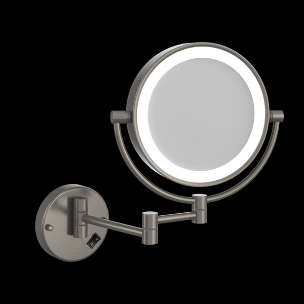 Thermogroup Ablaze 1 & 5x Magnification Wall Mounted Shaving Mirror 200mm Brushed Nickel with Concealed Wiring