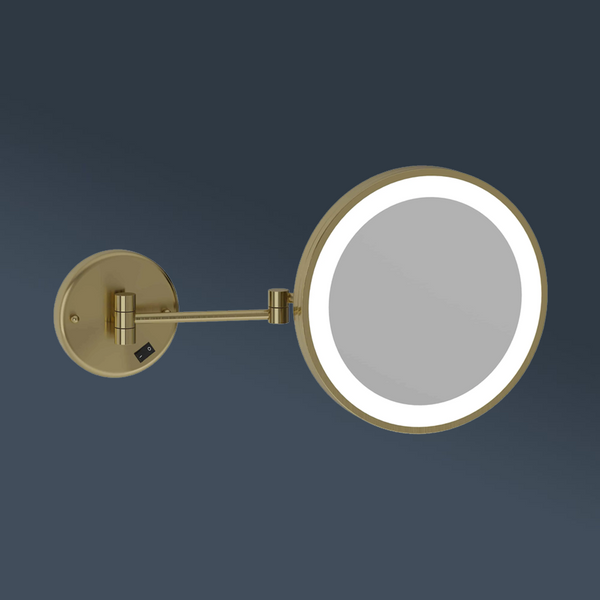 Thermogroup Ablaze 3x Magnification Wall Mounted Shaving Mirror 250mm Round Brushed Brass