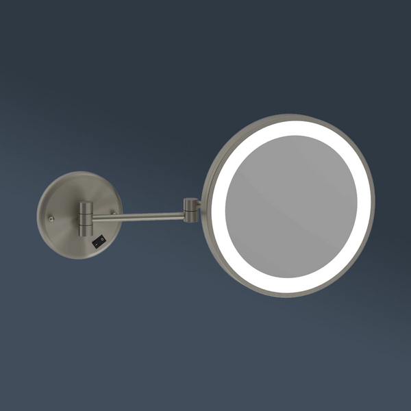 Thermogroup Ablaze 3x Magnification Wall Mounted Shaving Mirror 250mm Round Brushed Nickel