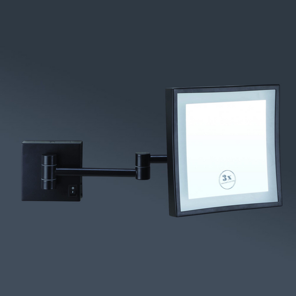 Thermogroup Ablaze 3x Magnification Wall Mounted Shaving Mirror 200mm Square Black