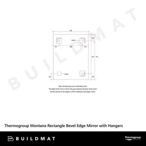 Thermogroup Ablaze Montana Rectangle 25mm Bevel Edge Mirror 600x750mm