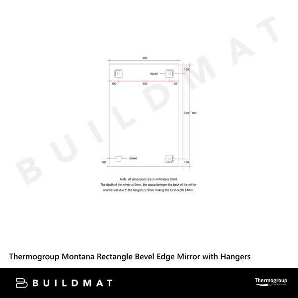 Thermogroup Ablaze Montana Rectangle 25mm Bevel Edge Mirror 600x900mm