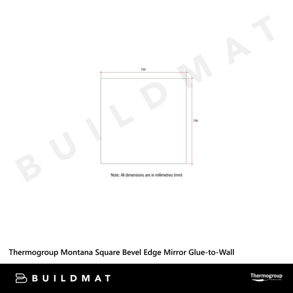 Thermogroup Ablaze Montana Square 25mm Bevel Edge Mirror 750x750mm with Demister