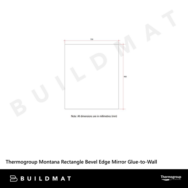 Thermogroup Ablaze Montana Rectangle 25mm Bevel Edge Mirror 900x750mm