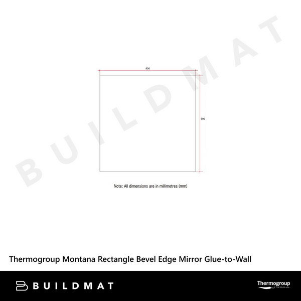 Thermogroup Ablaze Montana Rectangle 25mm Bevel Edge Mirror 900x900mm with Demister
