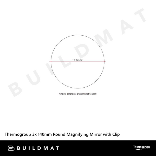 Thermogroup Ablaze 3x 140mm Round Magnifying Mirror with magnet and 140x400mm metal strip