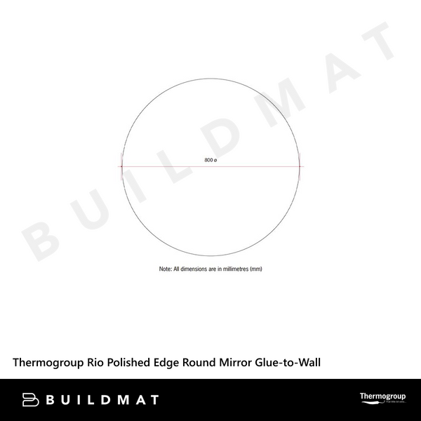 Thermogroup Ablaze Rio Polished Edge Round Mirror 800mm with Demister