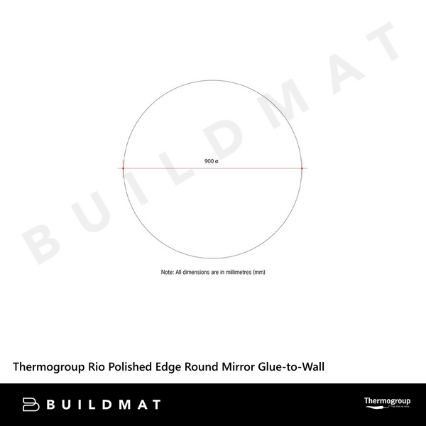 Thermogroup Ablaze Rio Polished Edge Round Mirror 900mm with Demister