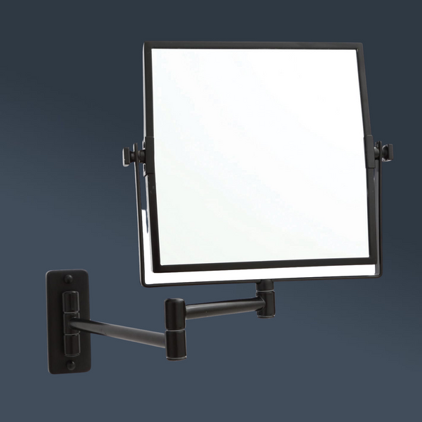 Thermogroup Ablaze 1 & 5x Magnification Wall Mounted Square Shaving Mirror 200mm Square Black