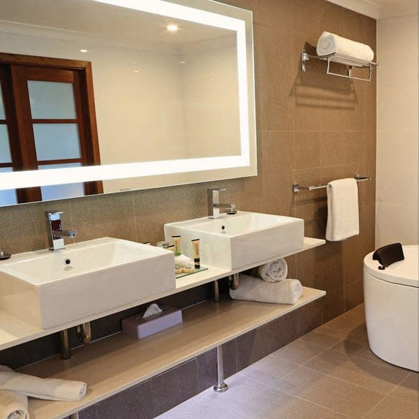 Thermogroup Ablaze Backlit Rectangular Mirror with Border Cool 750x900x45mm 62Watts